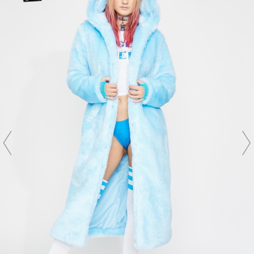 Baby Blue Faux Fur Coat